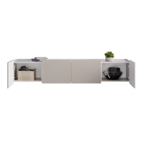 Szafka RTV Malmi 200 cm wisząca - kaszmir / crema bianca / złoty